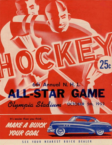 All Star Game Ice Hockey Program 1952  Detroit