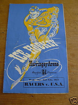 Ice Hockey Program 1955  Harringay Racers vs USA