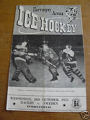 Ice Hockey Program 1955 Harringay Racers vs Sweden