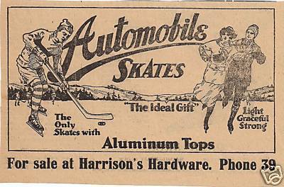 Automobile Skates Hockey Ad 1919
