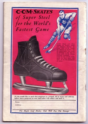CCM Skates Hockey Ad 1930 