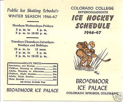 Colorado College Ice Hockey Schedule 1946