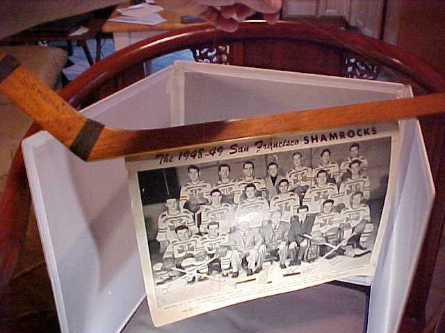 San Francisco Shamrocks Mini Hockey Stick 1949 and Photo