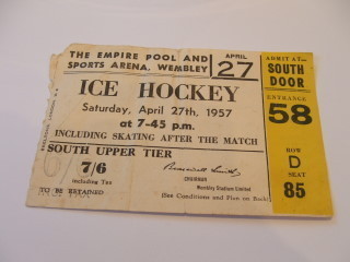 Ice Hockey Ticket 1957  Wembley