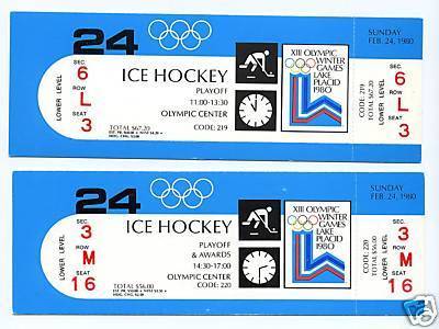 1980 Winter Olympics Hockey Ticket - Gold Medal Game & Awards