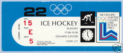 Hockey Ticket 1980 Miracle On Ice Game Vs Russia