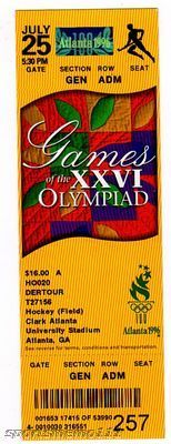 Hockey Ticket 1996 Olympic Quarter Final