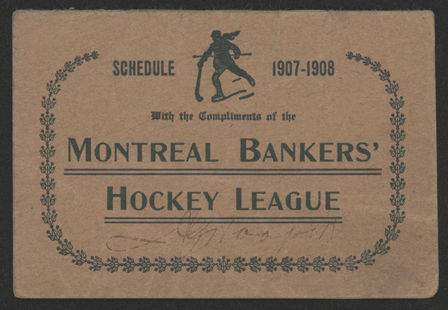 Montreal Bankers Hockey League Ticket 1907