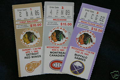 Hockey Tickets 1984 1