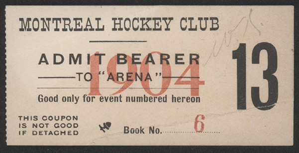 Montreal Hockey Club Ice Hockey Ticket 1904