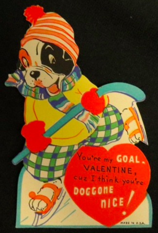 Hockey Valentine 1930s Doggone Nice