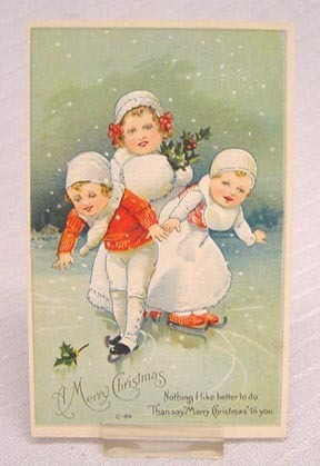 Victorian Christmas Card  - Ice Skating