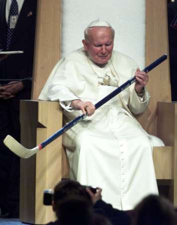 Pope With Ice Hockey Stick
