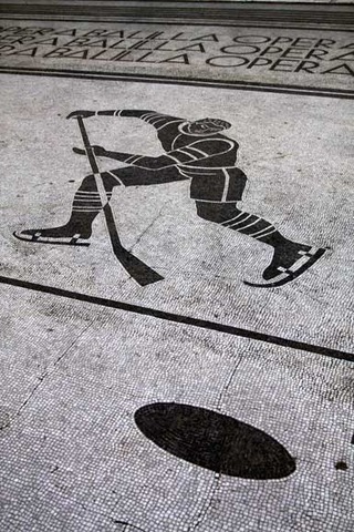 Tiled Hockey Player On Sidewalk