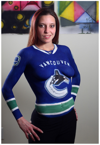 Topless Body Painted Canucks Hockey Fan Girls, Vancouver Ca…