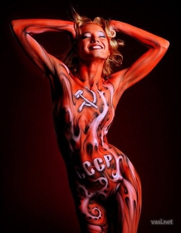 Russian Hockey fan in Body Paint