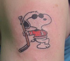 Snoopy Ice Hockey Tattoo
