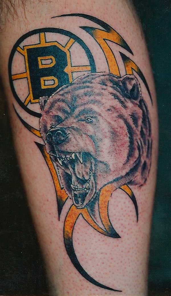 my tigger tattoo wearing Boston Bruins Jersey