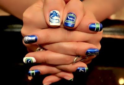 Vancouver Canucks fan with Painted Nails