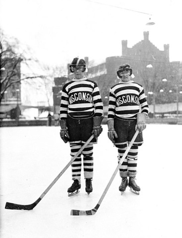 Donald Meiklejohn & Gilbert Kruegar at outdoor Ice Hockey Arena