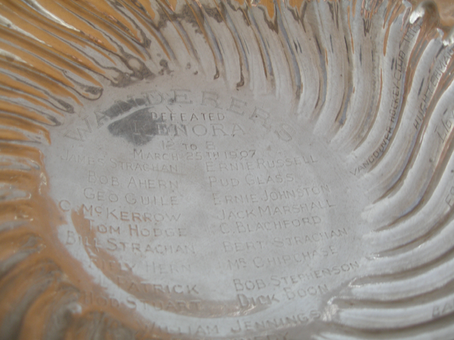 Montreal Wanderers engrave team names inside Stanley Cup 1907 -b