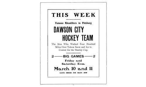 Dawson City Nuggets Game Ad 1905 in Pittsburgh