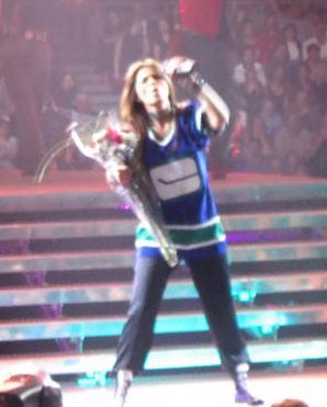 Shania Twain in a Vancouver Canucks Jersey