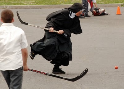 Street Hockey Nun, Sister Virginia Maria plays some ball Hockey