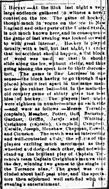 Montreal Gazette, March 4, 1875 Ice Hockey Report