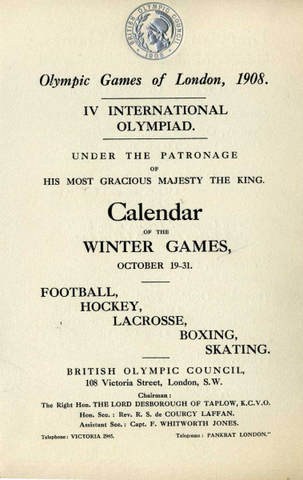 Calendar of the Winter Games - 1908 London Olympic Games