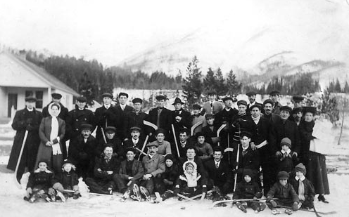 Family Hockey festival in Lille, Alberta - circa 1907