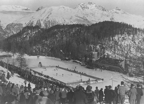 Winter Olympic Ice Hockey Action at St. Moritz, Switzerland 1928