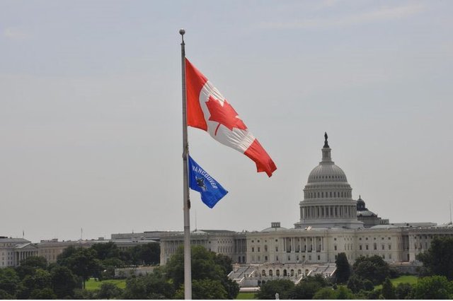 Vancouver Canucks Flag Flies at Canadian Embassy - Washington DC