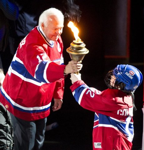 Yvan Cournoyer with Torch at Bell Centre, Montreal, Quebec