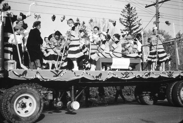 Whitby Cinderellas 1957 Victory Parade Float for Whitby Dunlops