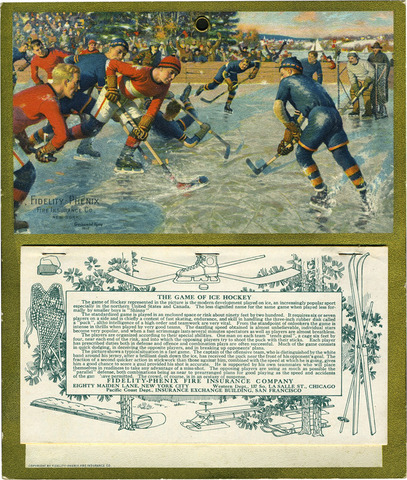 Hockey Calendar 1919  "Fidelity Phenix Fire Insurance Company"