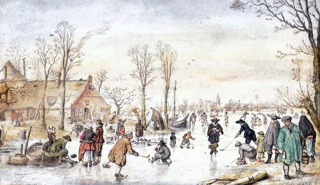 Winter Ice Scene in Holland - 1630 - Hendrick Avercamp - Drawing