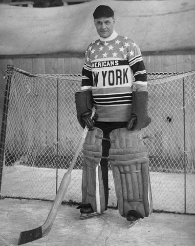 Tex Rickard - Dressed as a Goalie for New York Americans - 1925