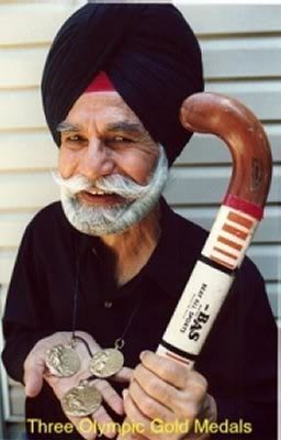 Balbir Singh Sr with his 3 Olympic Gold Medals  1948, 1952, 1956