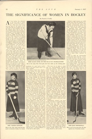 The Significance Of Women In Hockey - 1917 - The Spur - USA - a