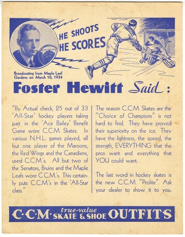 CCM - Foster Hewitt Said - He Shoots He Scores - 1934