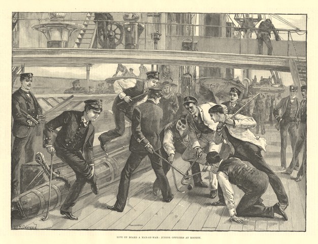 Life on Board a Man-Of-War - Junior Officers At Hockey - 1889