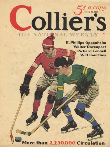 Collier's Magazine Cover - 1931 - Ice Hockey Players