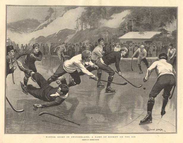Winter Sport in Switzerland - A Game of Hockey On The Ice - 1902