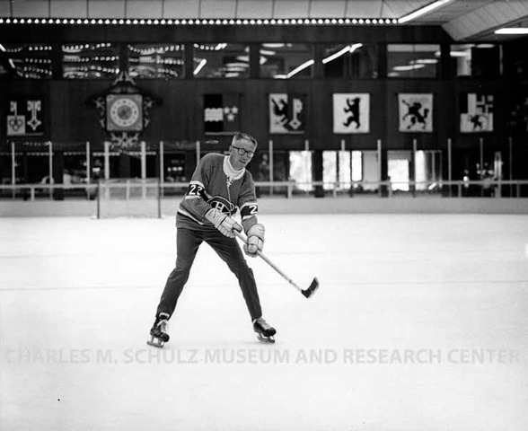 Charles M Schulz Wearing a Canadiens Jersey - California - 1969