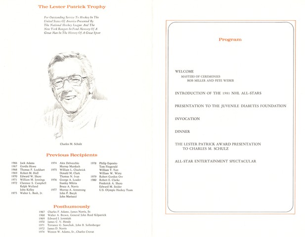 Lester Patrick Award Presentation - Charles M Schulz - 1981 -b