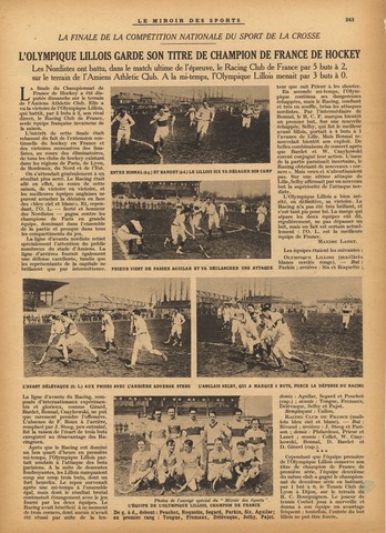 France Field Hockey - Le Miroir Des Sports - April 17 - 1924