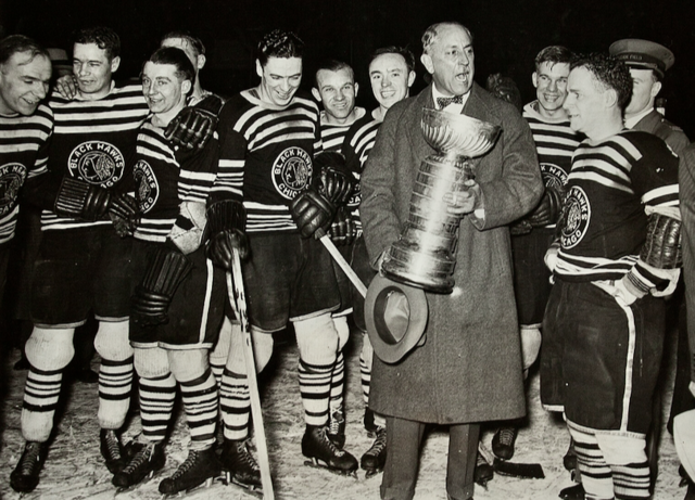 Chicago Black Hawks Owner Frederick McLaughlin & Stanley Cup 1934