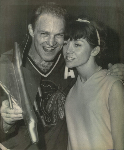 Bobby Hull with his Wife Joanne after he scored his 51st Goal