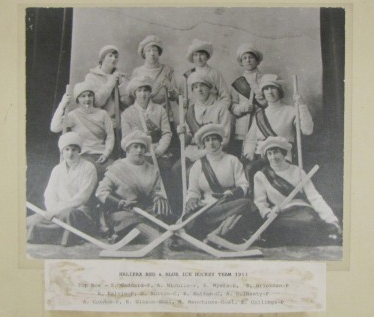 Halifax Women's Red and Blue Ice Hockey Team - 1913